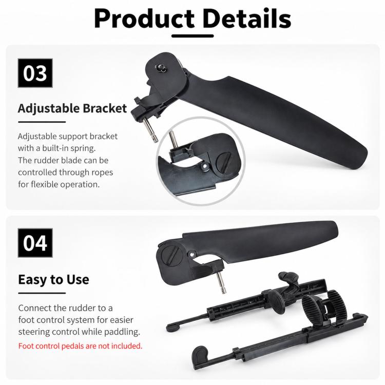 Kayak Stern Rudder Control System Compatible With Foot Pedals, 45MM, 80MM