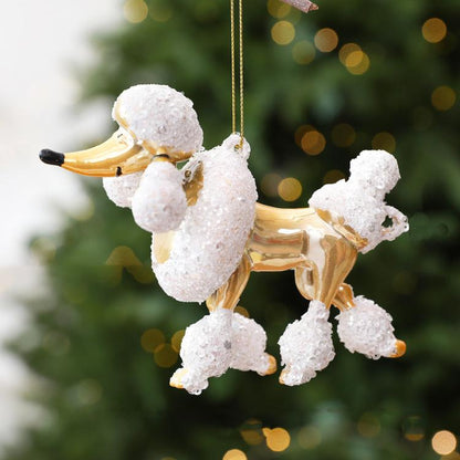 Sequined Electroplated Christmas Ornament Mini Poodle Hanging Decoration