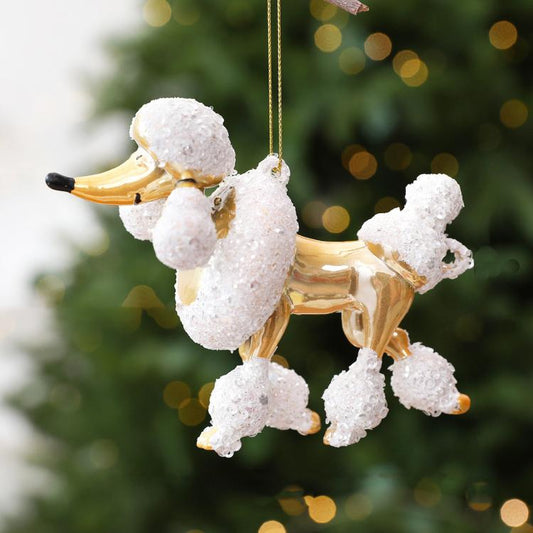 Sequined Electroplated Christmas Ornament Mini Poodle Hanging Decoration