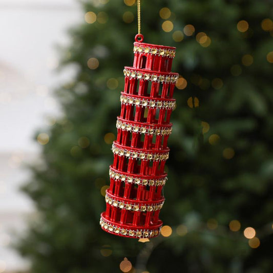 Diamond-Studded Leaning Tower PC Christmas Tree Ornament DIY Christmas Decorations Scene Decoration Props