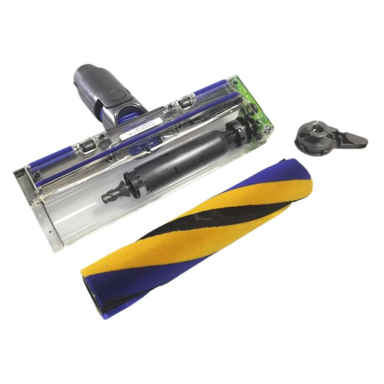 Dyson fluffy brush head with clear channel and removable blue/yellow bristle pad