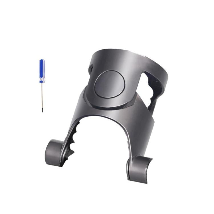 Vacuum head swivel neck joint connector, dark gray plastic with side brackets