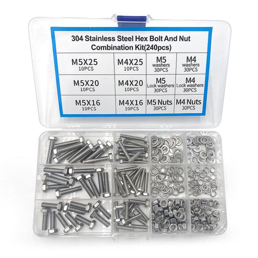 Hex Head Bolts 304 Stainless Steel Hex Bolt Nut Washer Combination Assortment Kit, 240 PCS/Box, 480 PCS/Box, 520 PCS/Box