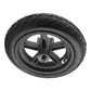 Rear scooter drive wheel with black pneumatic tire, gray rim and hub