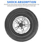Rear wheel with black pneumatic tire and silver disc brake rotor