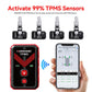 TPMS sensor pack with handheld phone screen and TPMS programming connector
