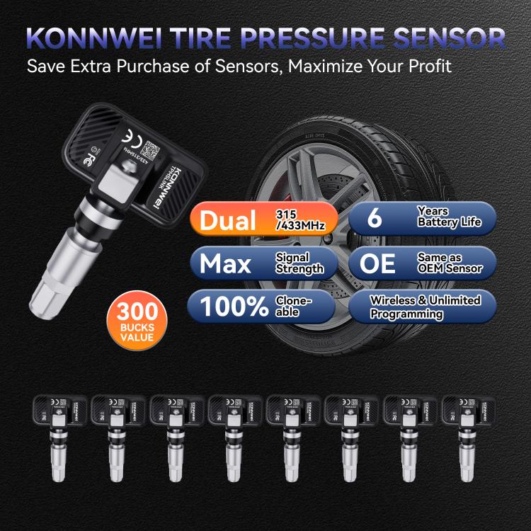 Set of tire pressure sensor valve stems with black rubber caps