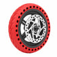 Red solid rear scooter tire wheel with disc brake rotor and hub