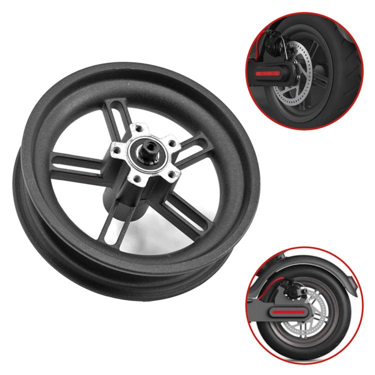 Black rear scooter wheel with hub and disc brake rotor