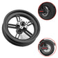 Rear wheel hub assembly with silver spokes and dark tire
