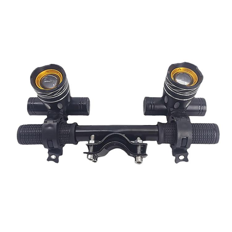 Black scooter handrail add-on with dual front lights and handle grips