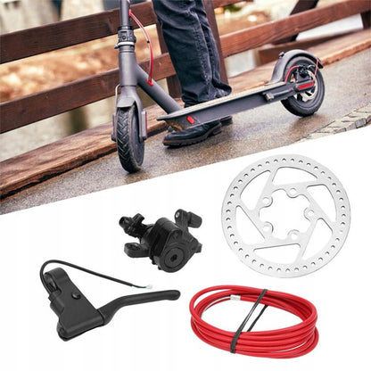 Disc brake conversion kit: 120mm 5-bolt rotor, caliper, red brake cable, lever
