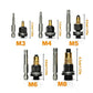 Metric rivet nut mandrel tools for M3–M8 with brass and steel drivers, size guide