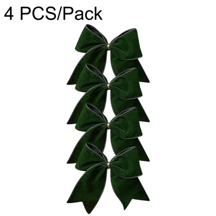 4 PCS/Pack Christmas Fabric Bow Ornaments For Christmas Tree & Wreath Decoration