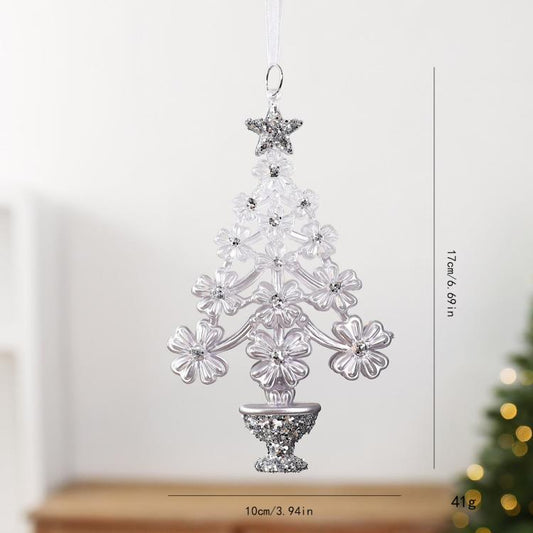 Christmas Tree PET Ornaments Christmas Party Hanging Decorations, Graduated Colored Snowflake Pieces, Three-Dimensional Deer, Flower Garland Christmas Tree, Three-Dimensional Butterfly, Rhinestone Hollow Out Bow, 20.5cm Letter Board, 11cm Wreath       ...