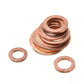 Solid copper crush washers stack with two loose flat washers