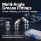 Multi-angle grease fittings set with three metal nipples and lube fitting case