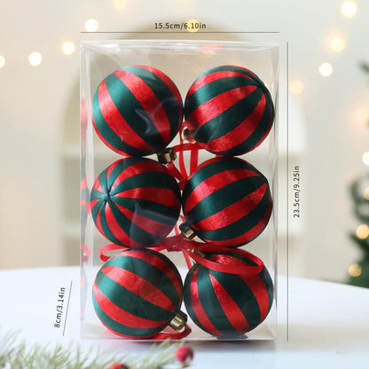 6 PCS/Pack 8cm Wrapped Ball Christmas Tree Ornaments Christmas Window Display Decorations