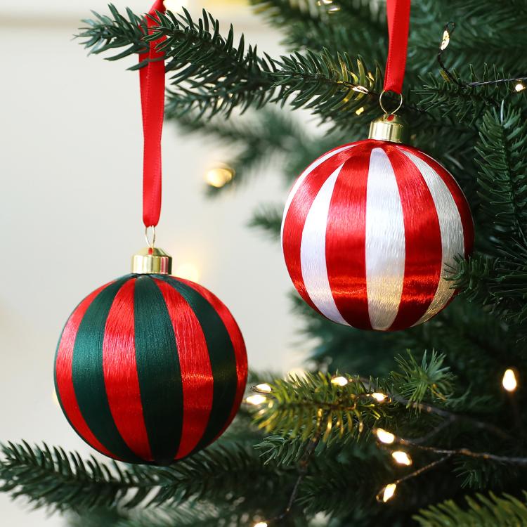 6 PCS/Pack 8cm Wrapped Ball Christmas Tree Ornaments Christmas Window Display Decorations
