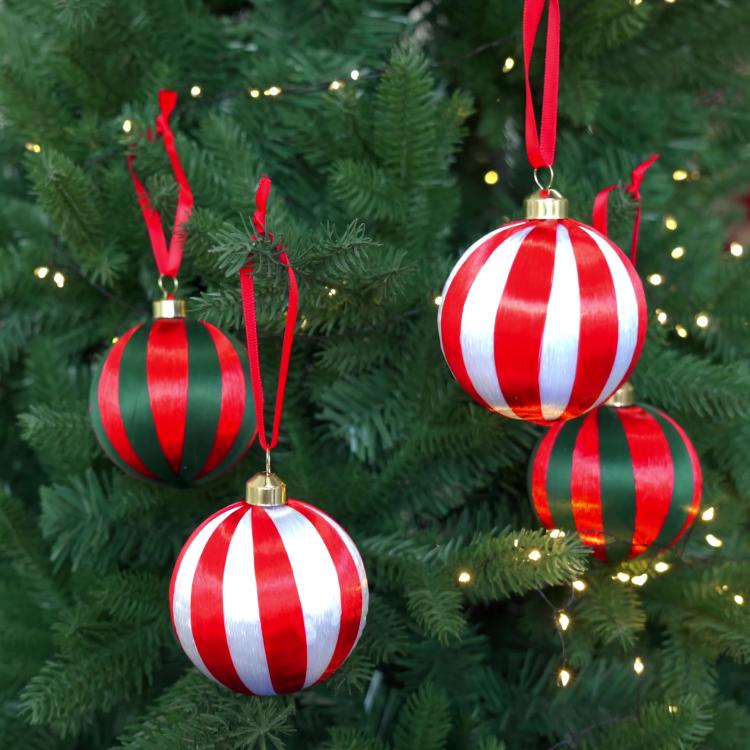 6 PCS/Pack 8cm Wrapped Ball Christmas Tree Ornaments Christmas Window Display Decorations