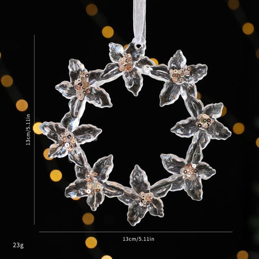 Christmas Transparent Sequin Hanging Ornaments Holiday Decorations, Sunflower Garland, Snowflakes, A Five-Petal Garland, Reindeer Wreath, Bow, Pumpkin Car, Three-Dimensional Butterfly, Reindeer Turning Its Head, Dragonfly, Alphabet Board, Ballet Dancer...