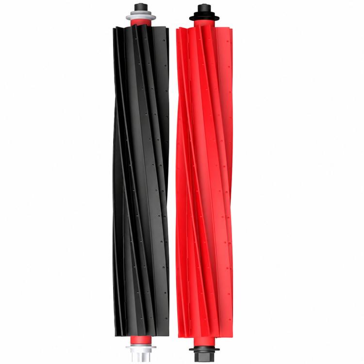 Dual main brush set with black and red bristle rollers for robot vacuum