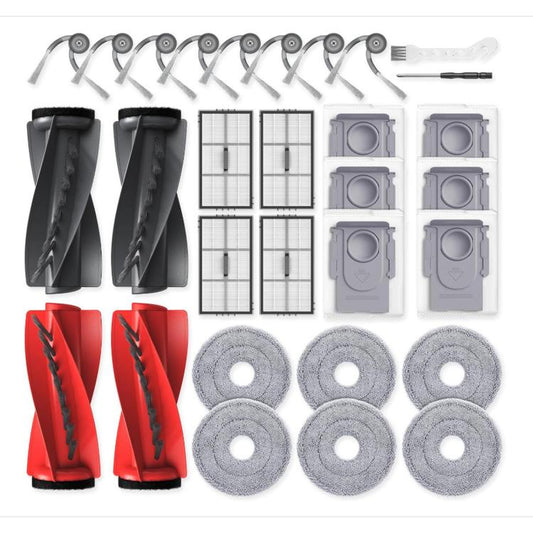 Replacement For Roborock Saros 10R / Saros 20 / Qrevo CurvX Robot Vacuum, 28 In 1 Kit, 1 Pair Roller Brush, Filter, Side Brush, Dust Bag, Mop Pad
