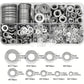 Stainless flat washer kit with assorted sizes and diameter charts in organizer