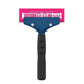 Car window tint squeegee tool with pink and blue blade and black grip handle