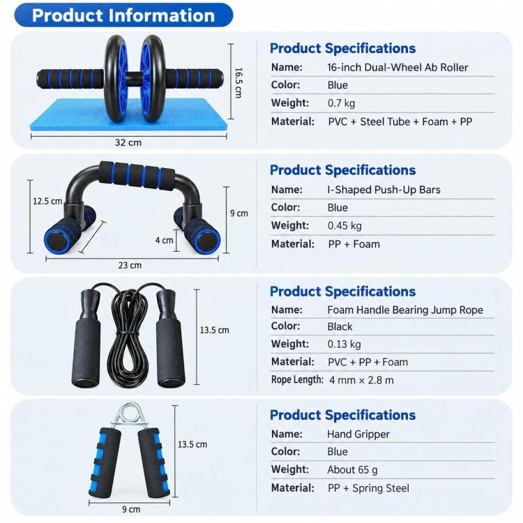 Abdominal Wheel and Push-up Stand Combo Training Equipment