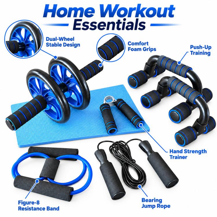 Abdominal Wheel and Push-up Stand Combo Training Equipment