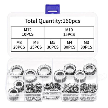 304 Stainless Steel External Tooth Lock Washers Assortment Kit, 160 PCS/Box