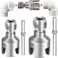 Pipe threader attachment set showing threaded fittings and shank bit pieces