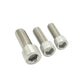 304 stainless steel socket head cap screws with Allen drive, three screws close-up