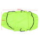 Neon green rear rack cover laid flat, showing black edging and fastening loops