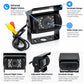 Black infrared night vision reversing camera with adjustable metal bracket and RCA cable