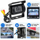 Infrared reversing camera kit with black camera housing, RCA cable, and small monitor