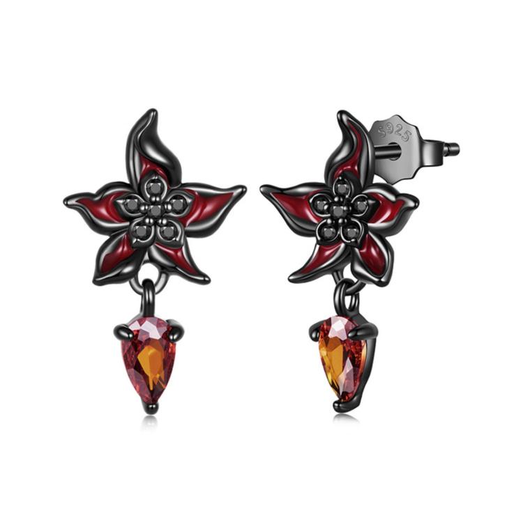 S925 Sterling Silver Gothic Mandala Flower Stud Earrings, SCE2054