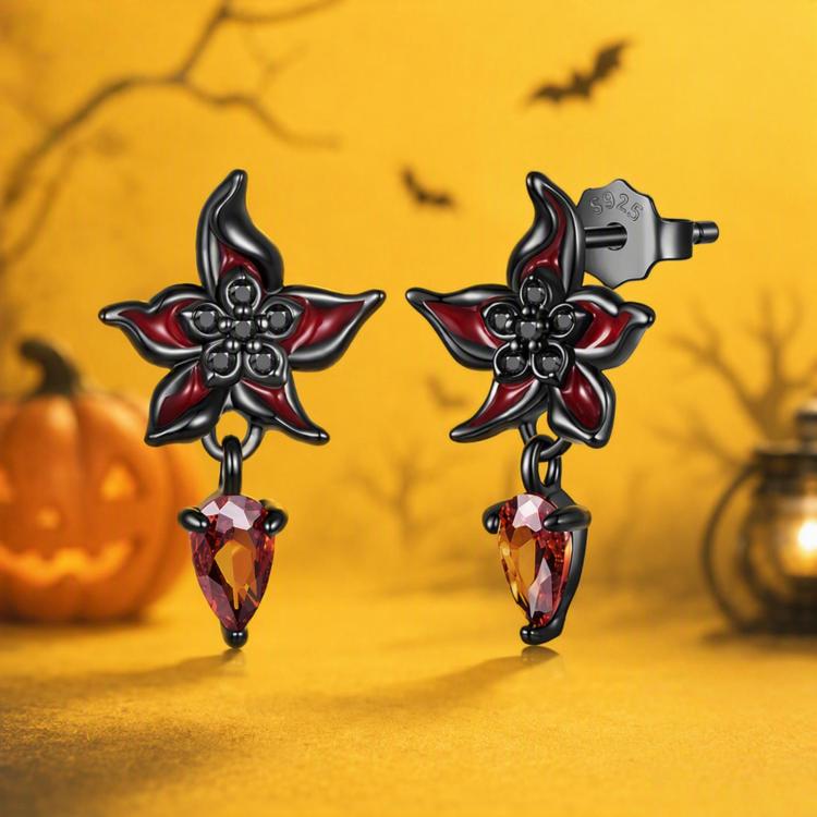 S925 Sterling Silver Gothic Mandala Flower Stud Earrings, SCE2054