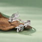 S925 Sterling Silver Natural Agate Leaf Open Ring, BSR776-E