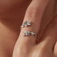 S925 Sterling Silver Natural Agate Leaf Open Ring, BSR776-E