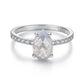 S925 sterling silver ring with teardrop center stone and pavé band