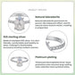 Product infographic for 925 sterling silver ring with labradorite and platinum plating