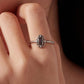 S925 Sterling Silver Adjustable Open Ring with Large Center Stone and Vintage Pattern, SCR1217-E