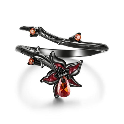 S925 Sterling Silver Halloween Style Dark Gothic Mandala Open Ring, SCR1218-E