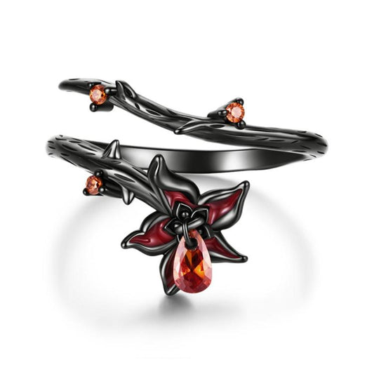 S925 Sterling Silver Halloween Style Dark Gothic Mandala Open Ring, SCR1218-E