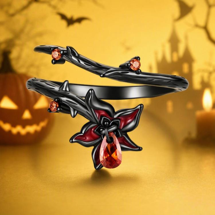 S925 Sterling Silver Halloween Style Dark Gothic Mandala Open Ring, SCR1218-E