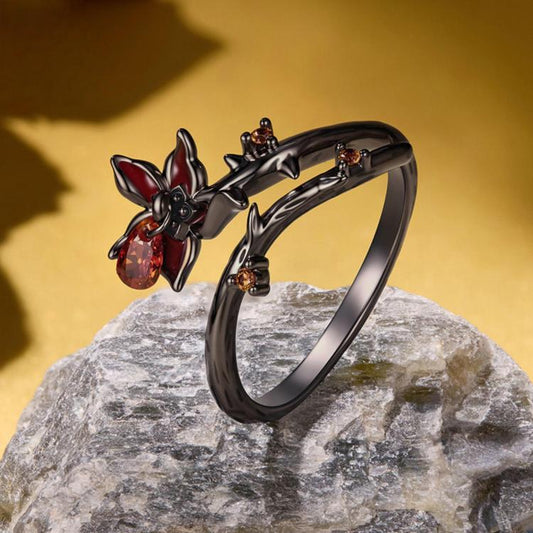 S925 Sterling Silver Halloween Style Dark Gothic Mandala Open Ring, SCR1218-E