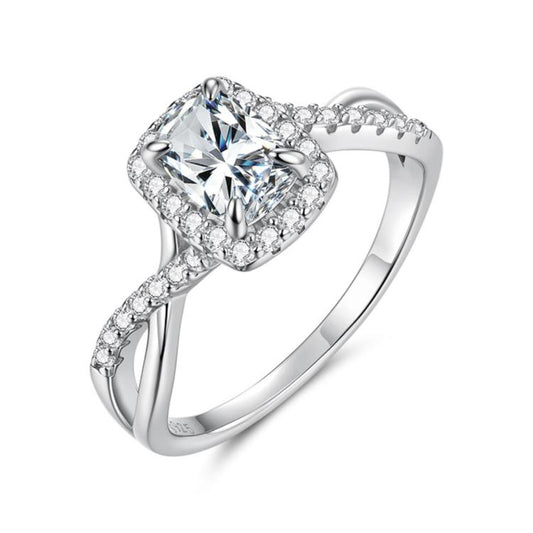 S925 Sterling Silver 1-Carat Brilliant Moissanite Ring, 6 US Size, 7 US Size, 8 US Size, 9 US Size