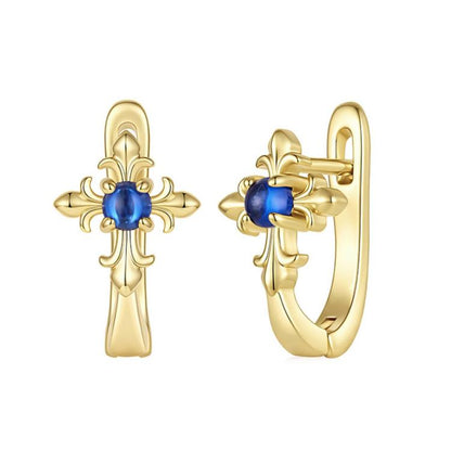 Vintage-style Iris Design S925 Silver Posts With Brass Ear-back Clasps, YIE434
